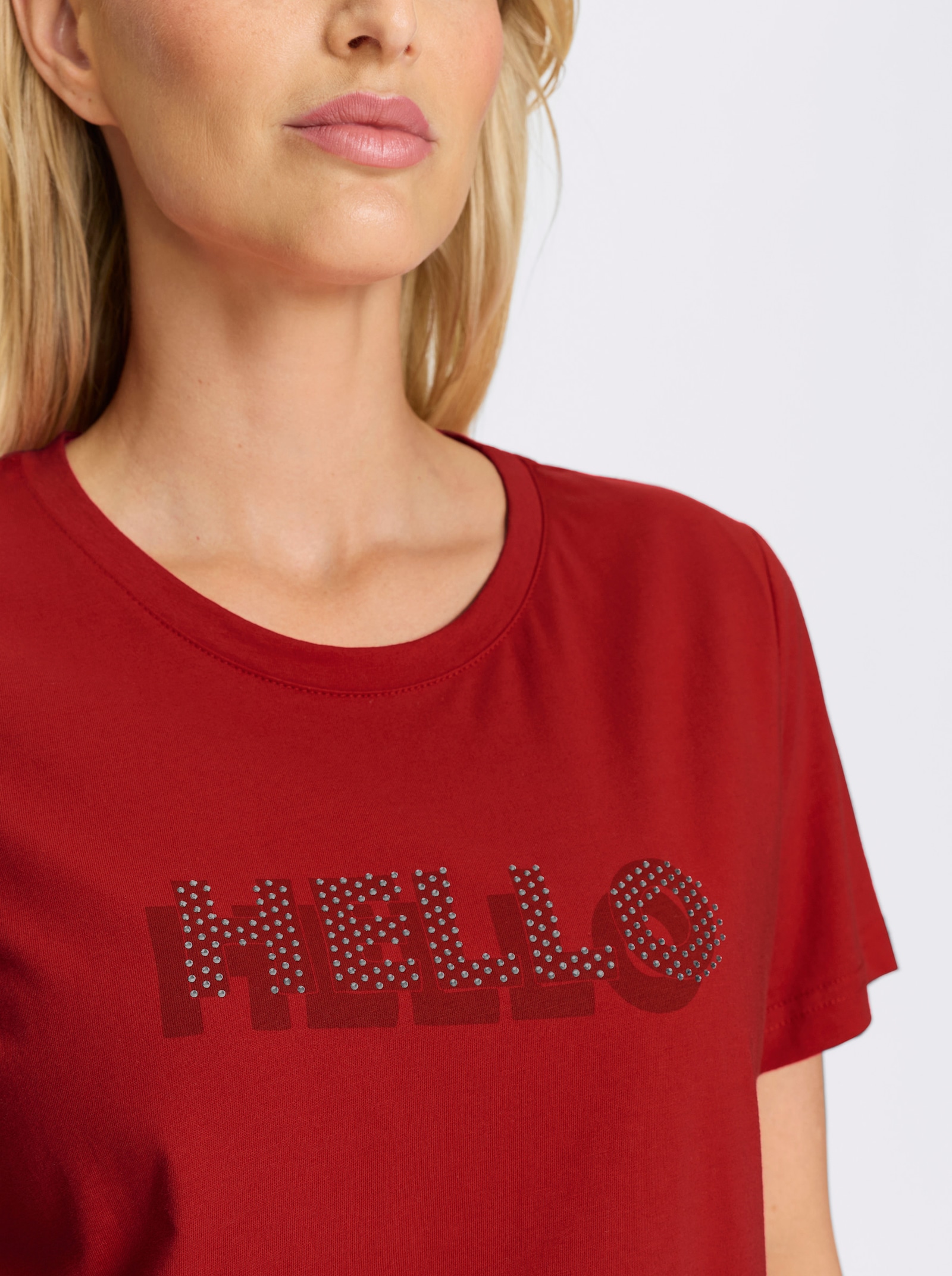 heine T-Shirt mit Glitzersteinchen - rot