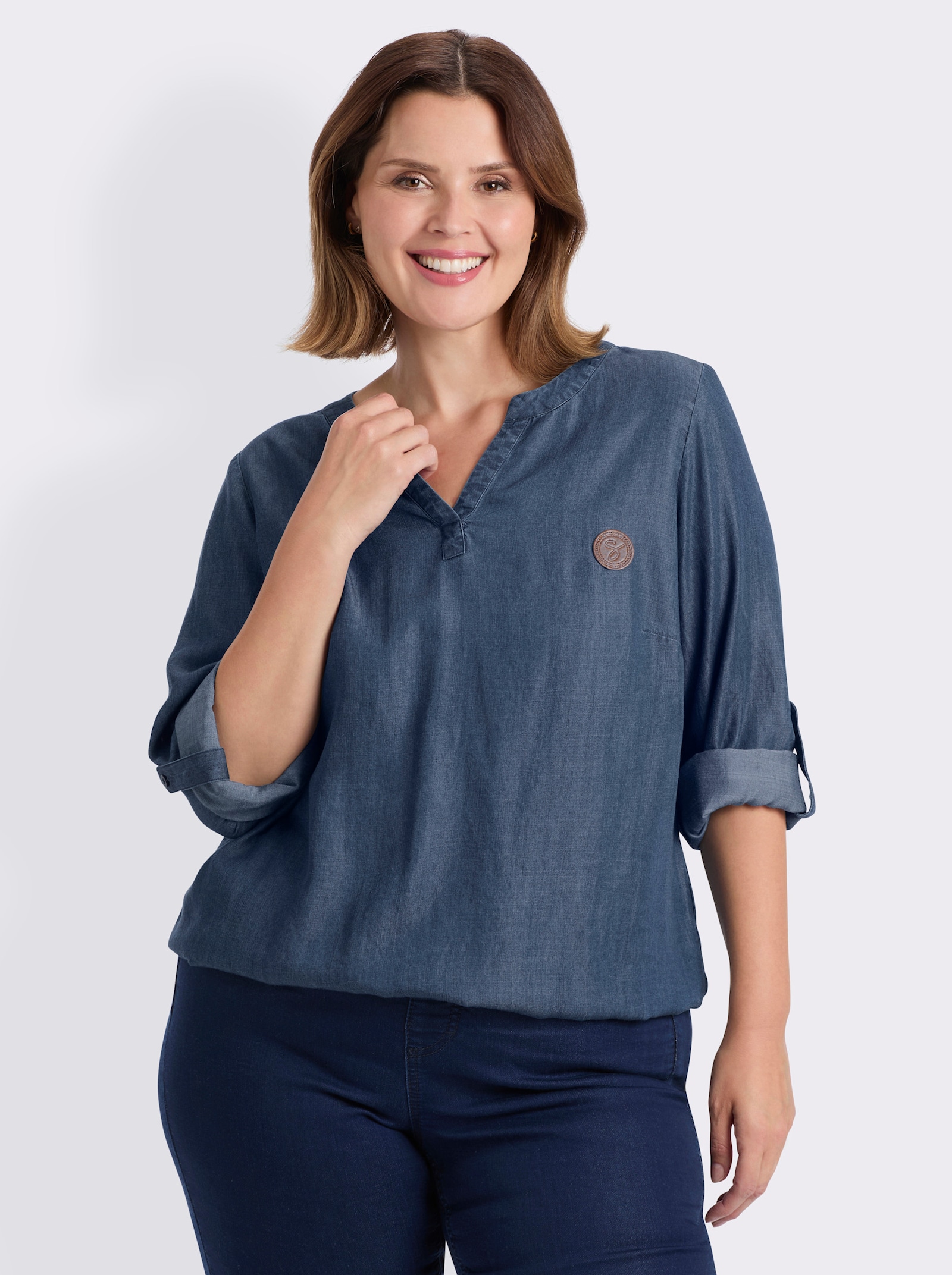 sheego Tunika in Jeans-Optik - blue-stone-washed