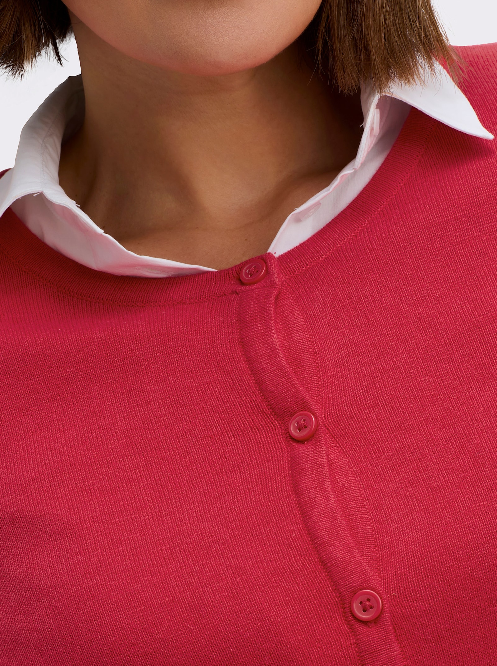 Strickjacke aus reiner Baumwolle - korallenrot