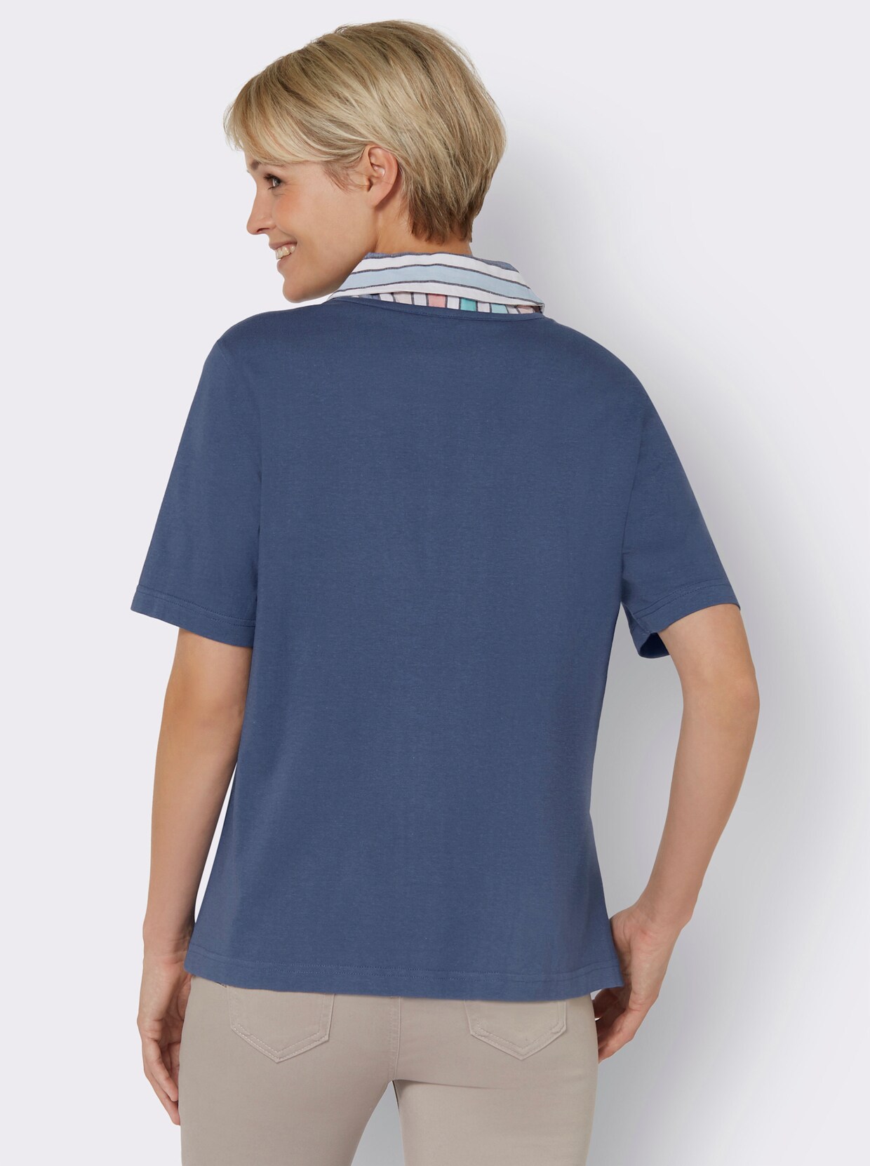 2-in-1-shirt - jeansblauw