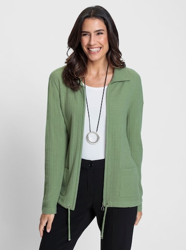 Strickjacke mit Ajour-Strick - eucalyptus