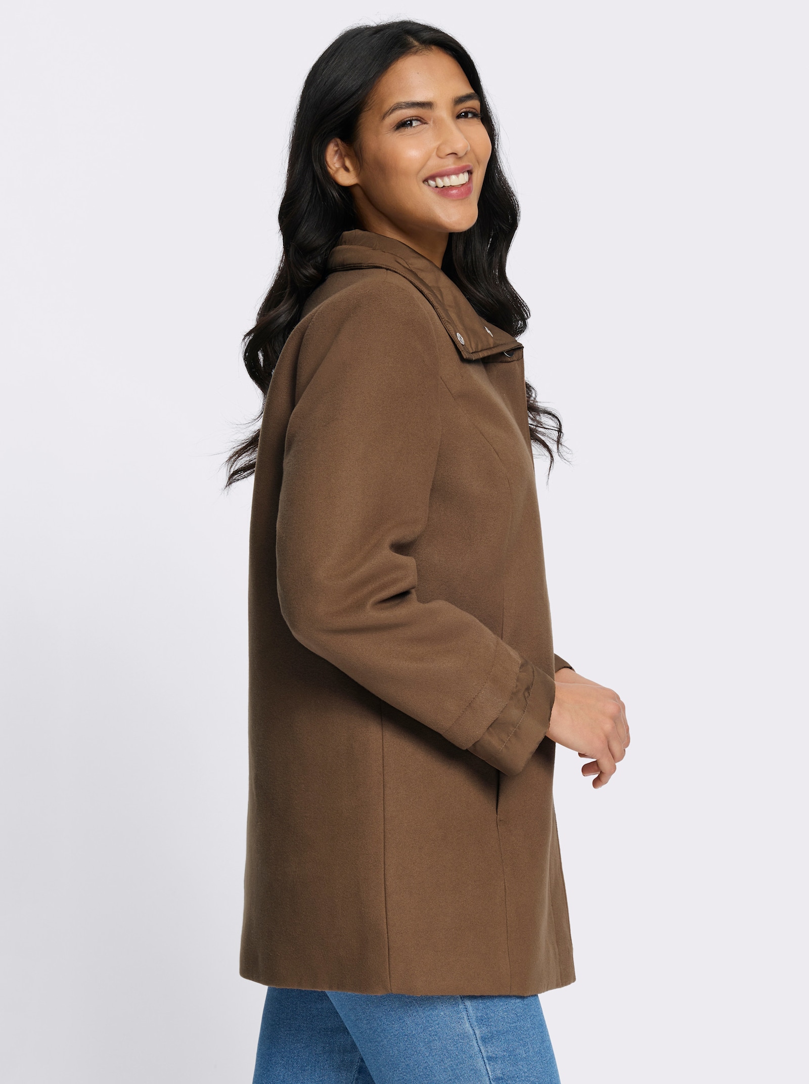 Longjacke mit Stepp-Einsätzen - braun