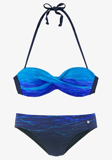 LASCANA Bügel-Bandeau-Bikini - blau-bedruckt