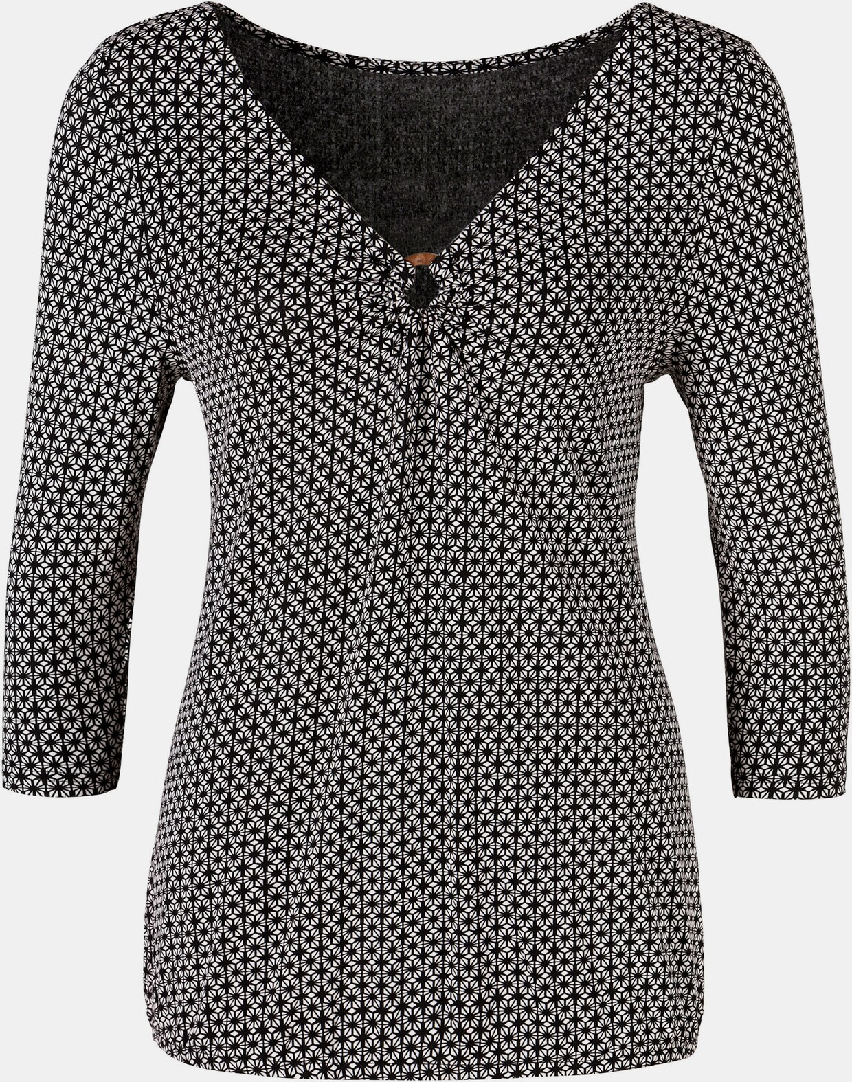 LASCANA 3/4-Arm-Shirt - schwarz-gemustert, schwarz