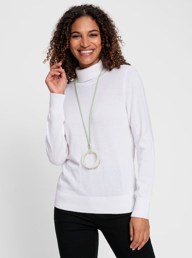 Rollkragenpullover aus Feinstrick - ecru
