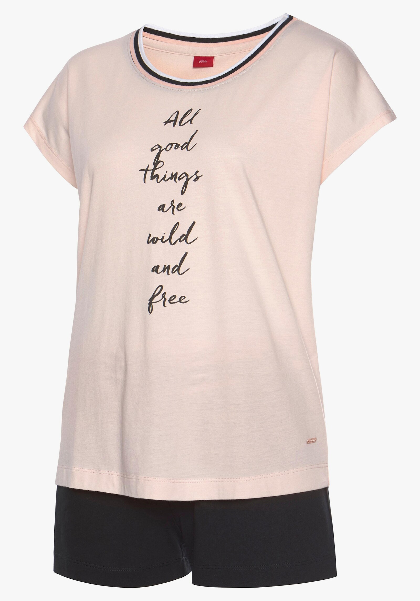 s.Oliver Pyjama court - rose clair-noir