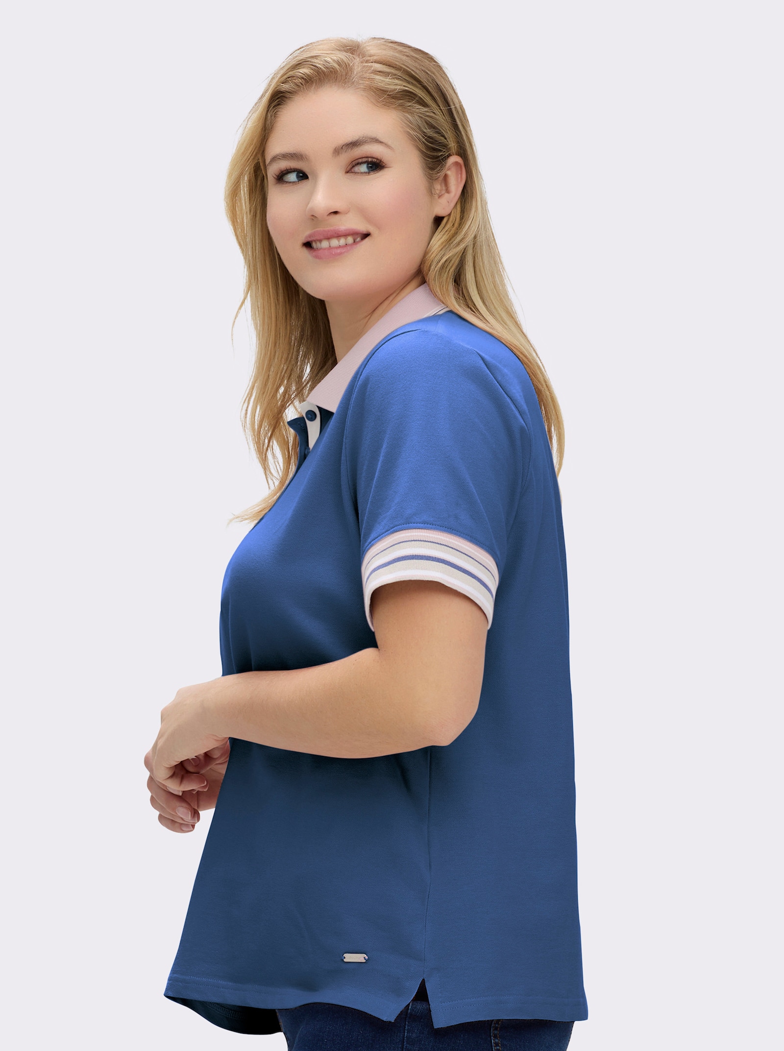 Poloshirt in Pikee-Qualität - jeansblau