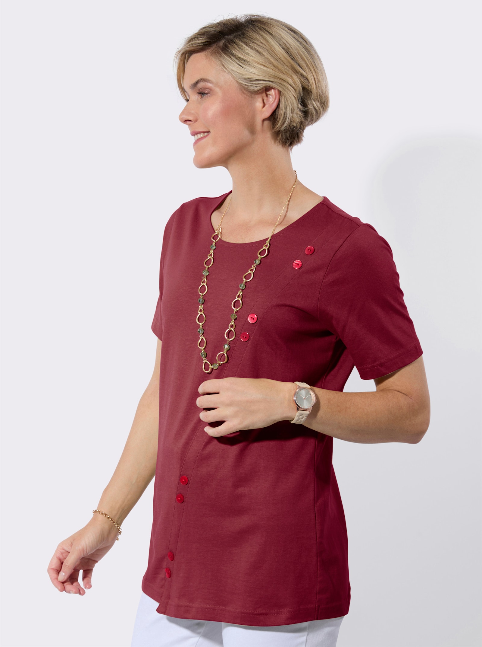 Longshirt asymmetrischer Schnitt - dunkelrot