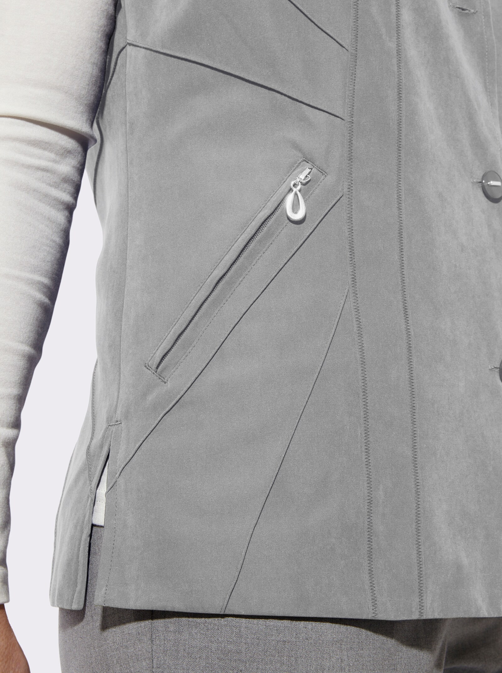 Weste in Micro-Moss-Qualität - steingrau