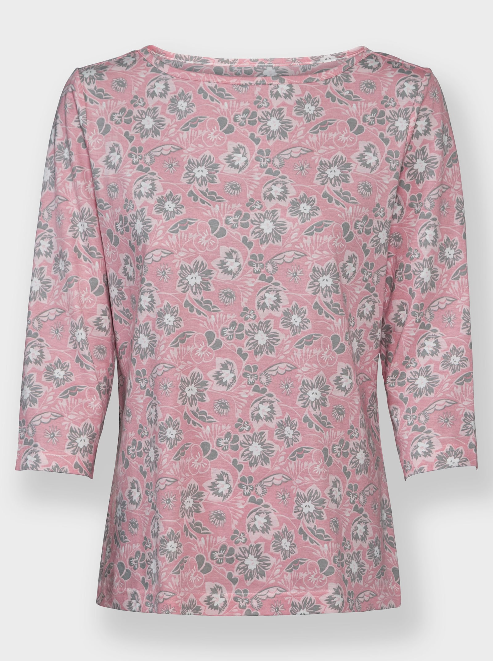 Print-Shirt mit U-Boot-Ausschnitt - hortensie-steingrau-bedruckt