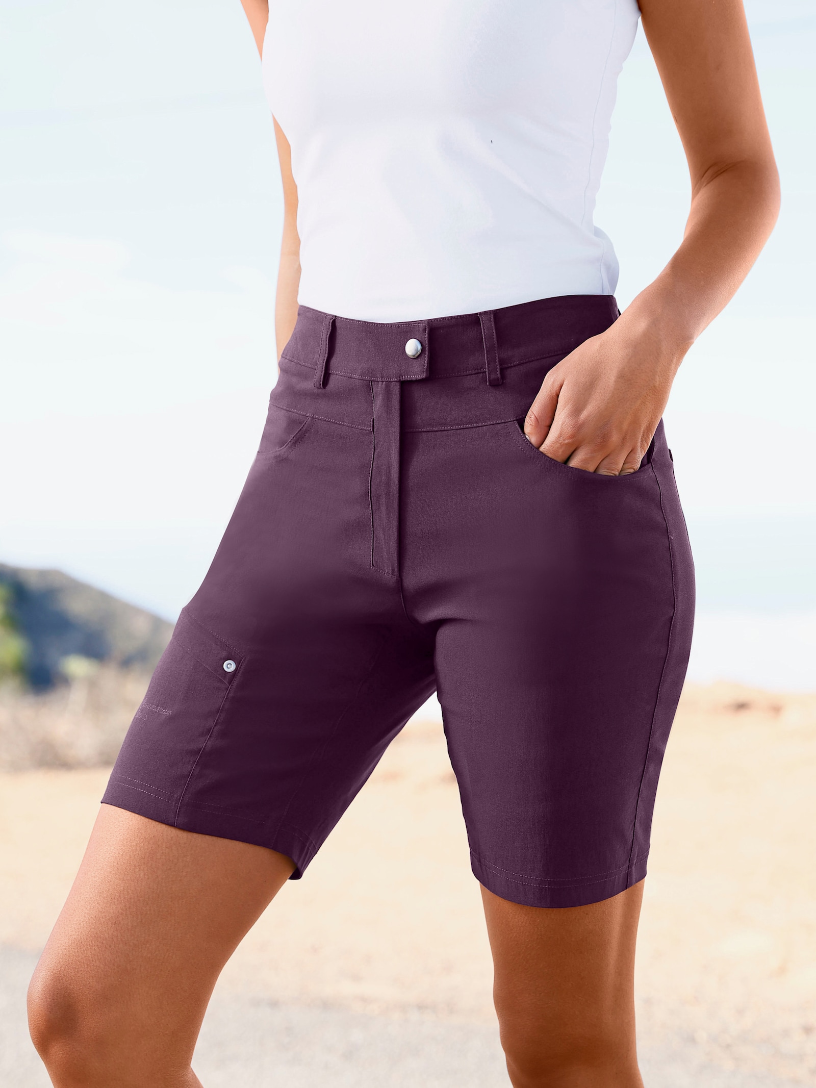 Catamaran Sports Fahrradhose mit gepolsterter, abknöpfbarer Innenhose - aubergine