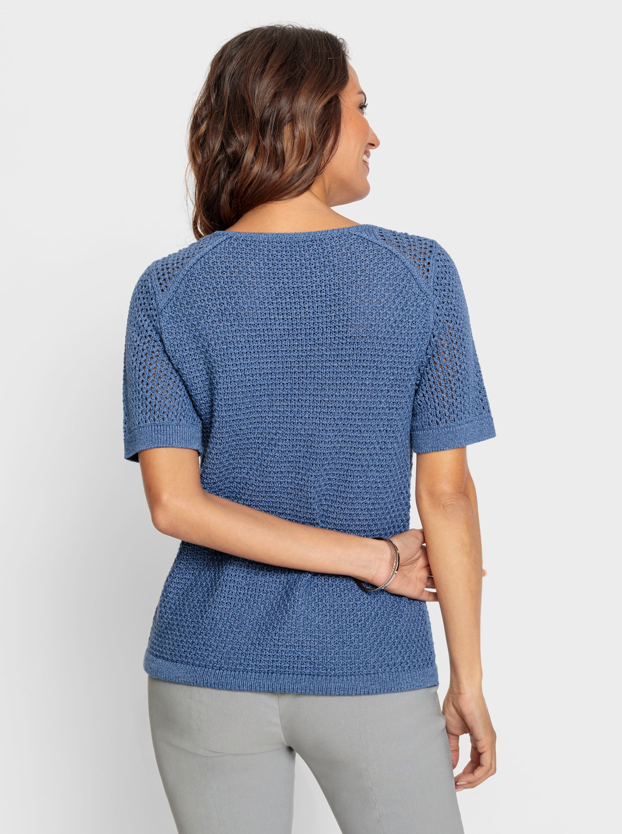 Pullover met korte mouwen - jeansblauw gemêleerd