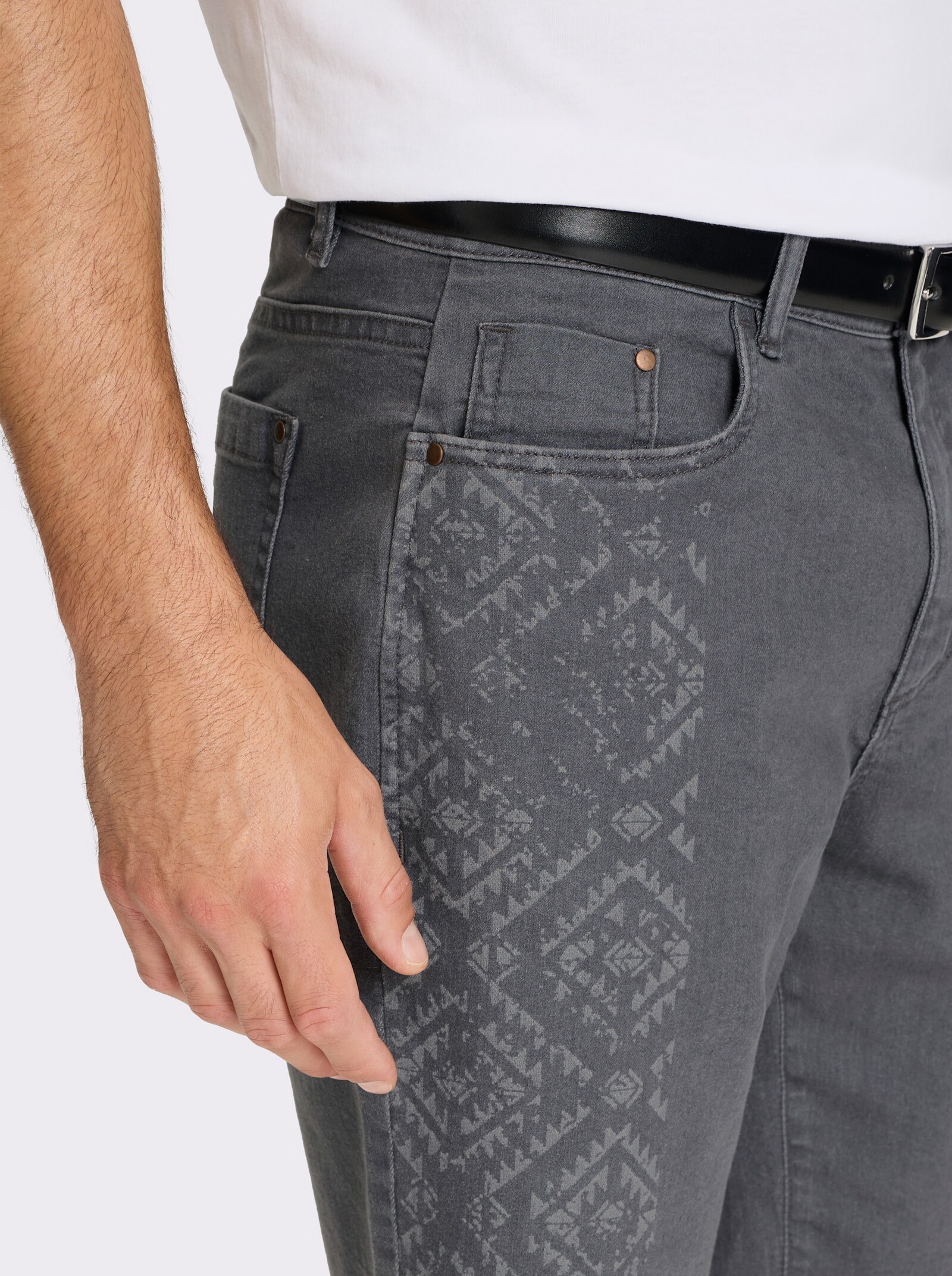 Marco Donati Bermudas mit Detail im Ethno-Dessin - grey-denim