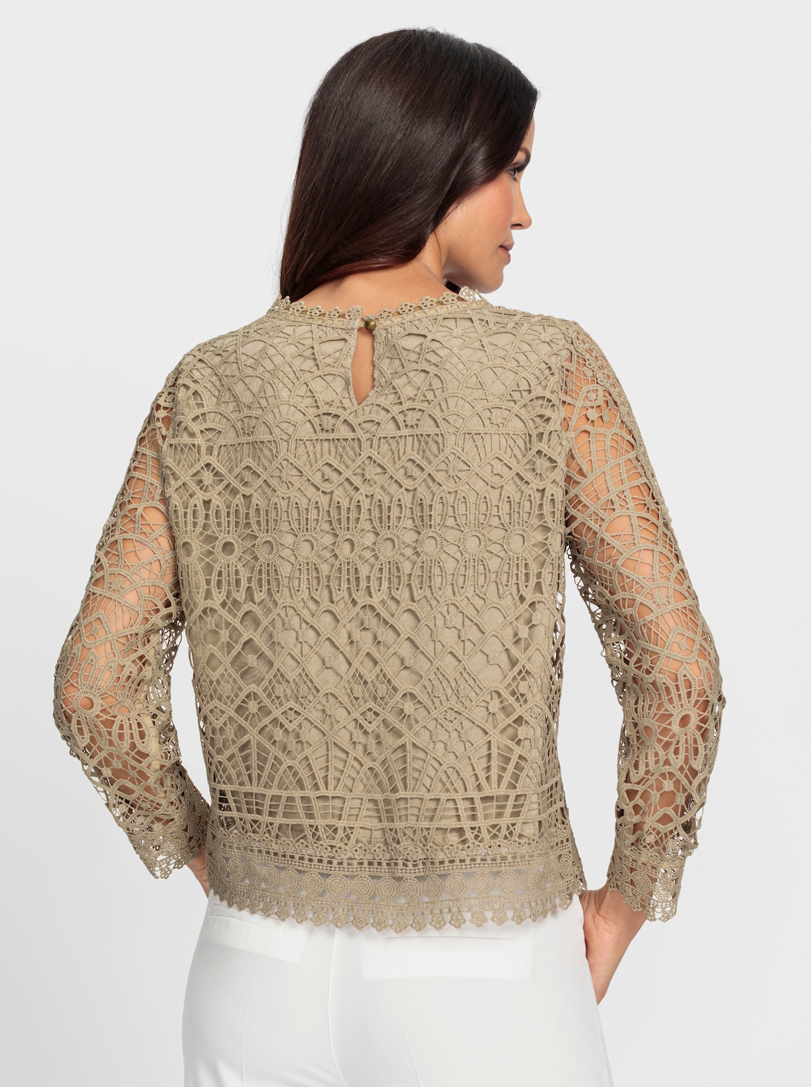 heine Kanten blouse, in de nek te knopen - beige