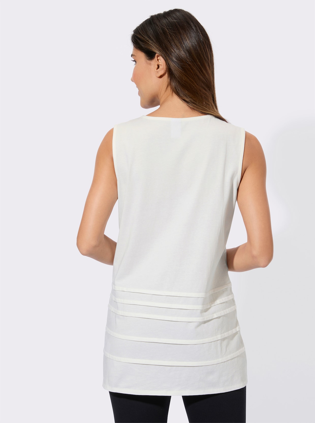 Longshirt mit Ziernähten - ecru