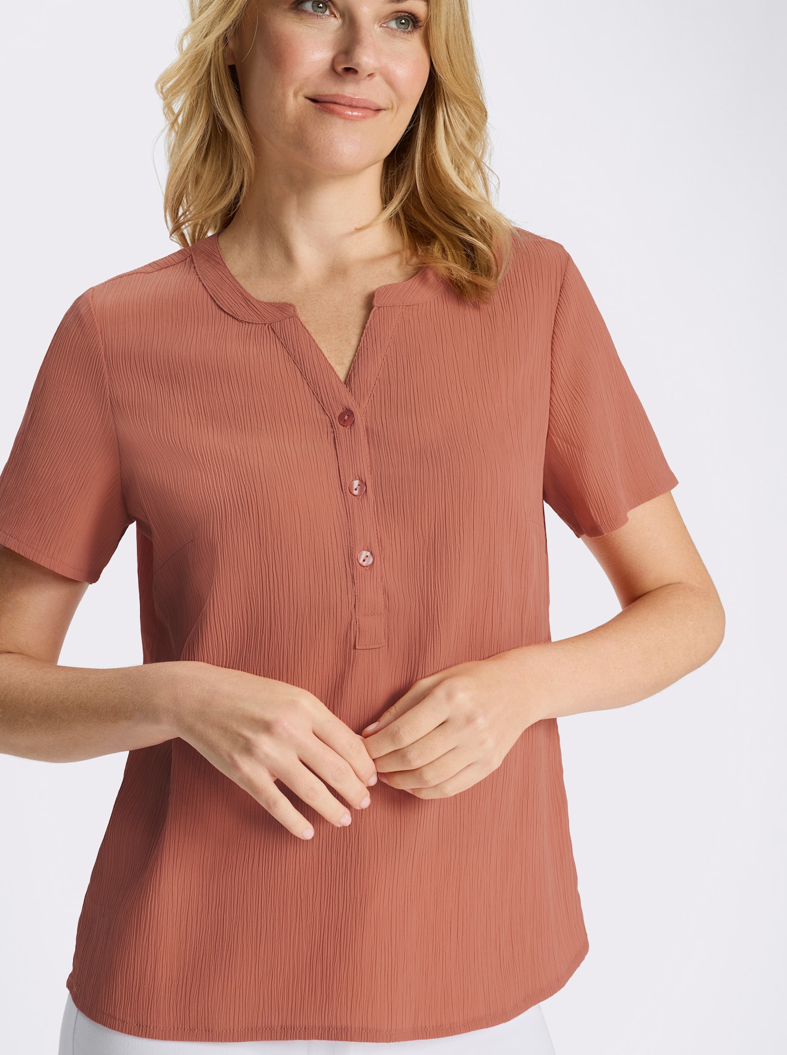 Schlupfbluse mit kurzen Ärmeln - papaya