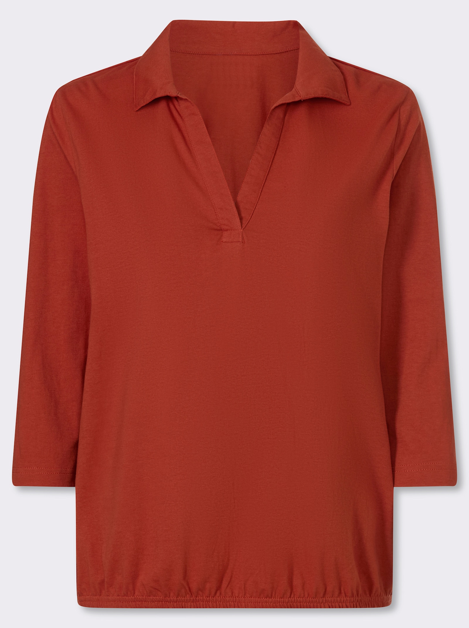 Poloshirt mit Gummizug am Saum - rostrot