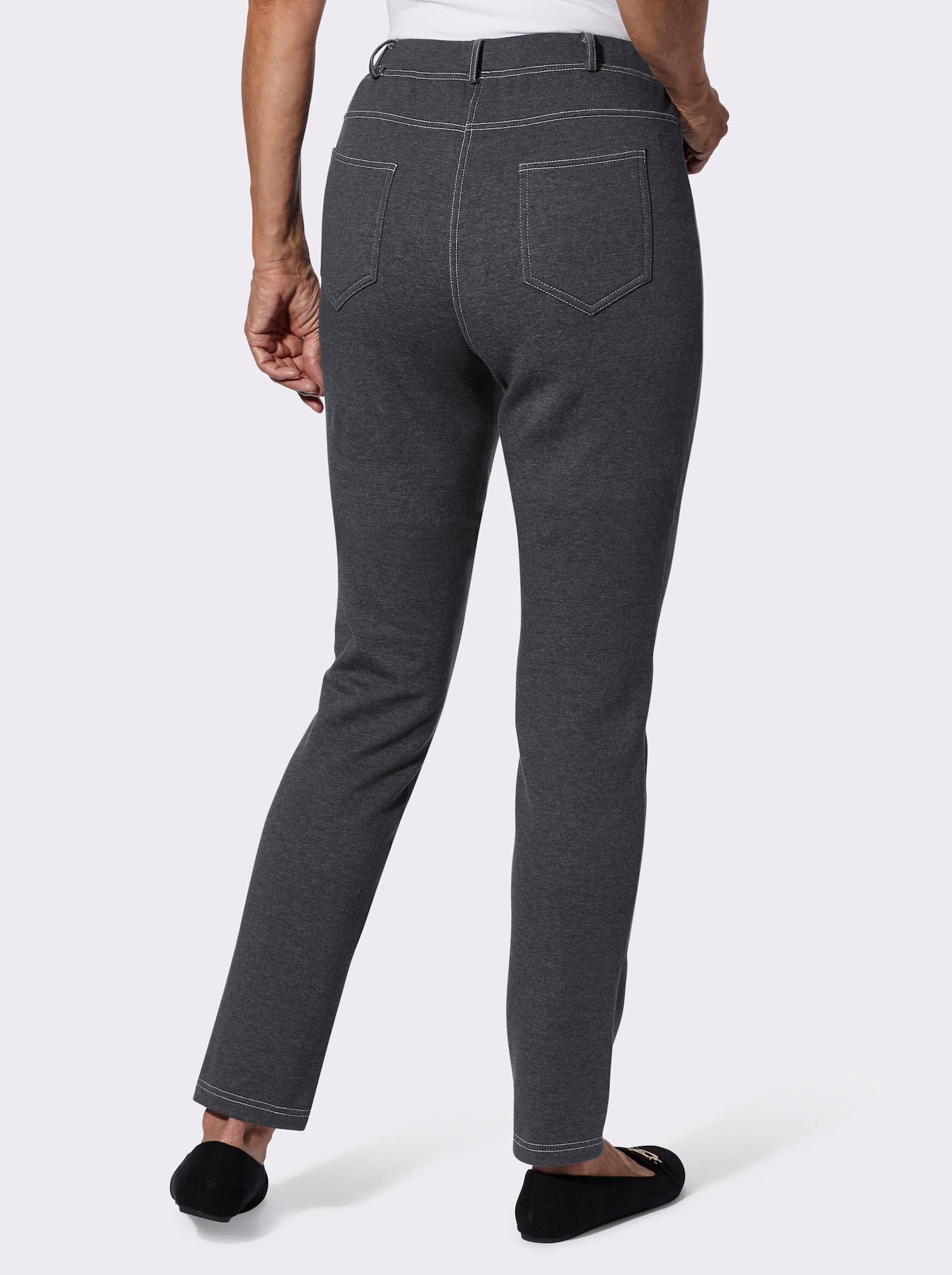 Kalhoty uvnitř hřejivé zdrsněné - černá-melír