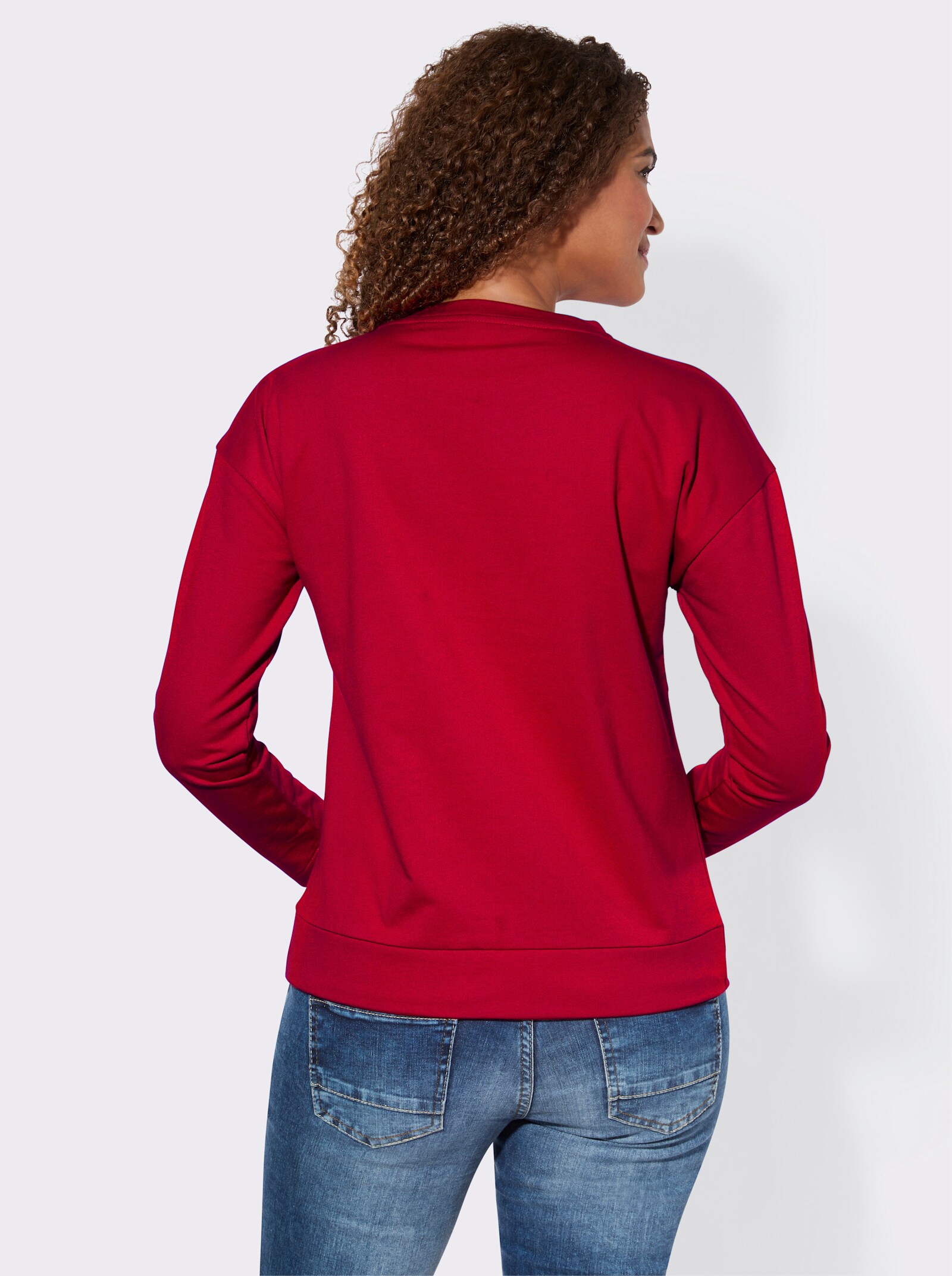 Sweatshirt mit Zierknöpfen vorne - rot