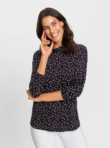 Rollkragenshirt mit Tupfen-Druck - schwarz-traube-bedruckt