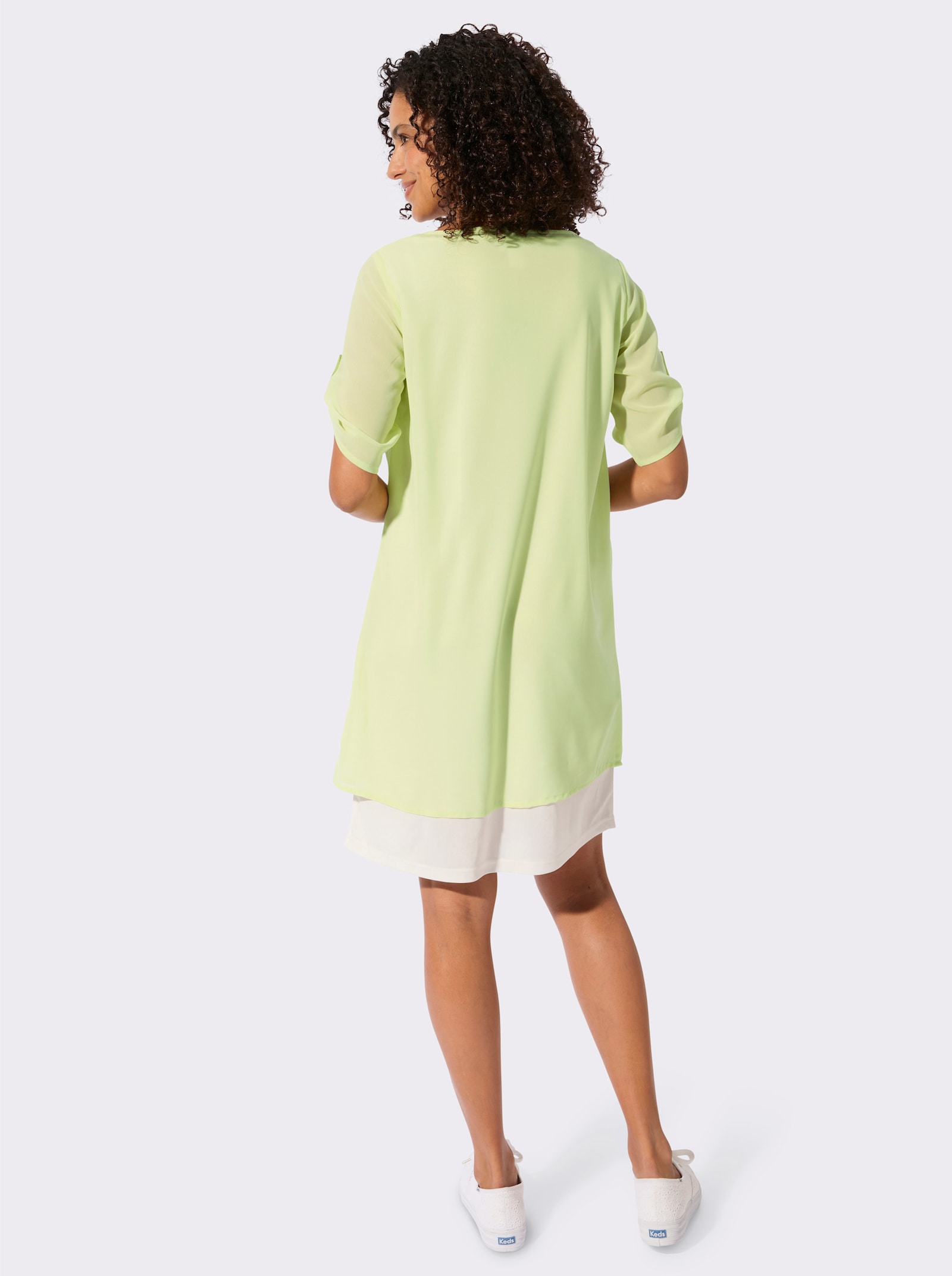 Webkleid in pflegeleichter Qualität - pistazie-ecru