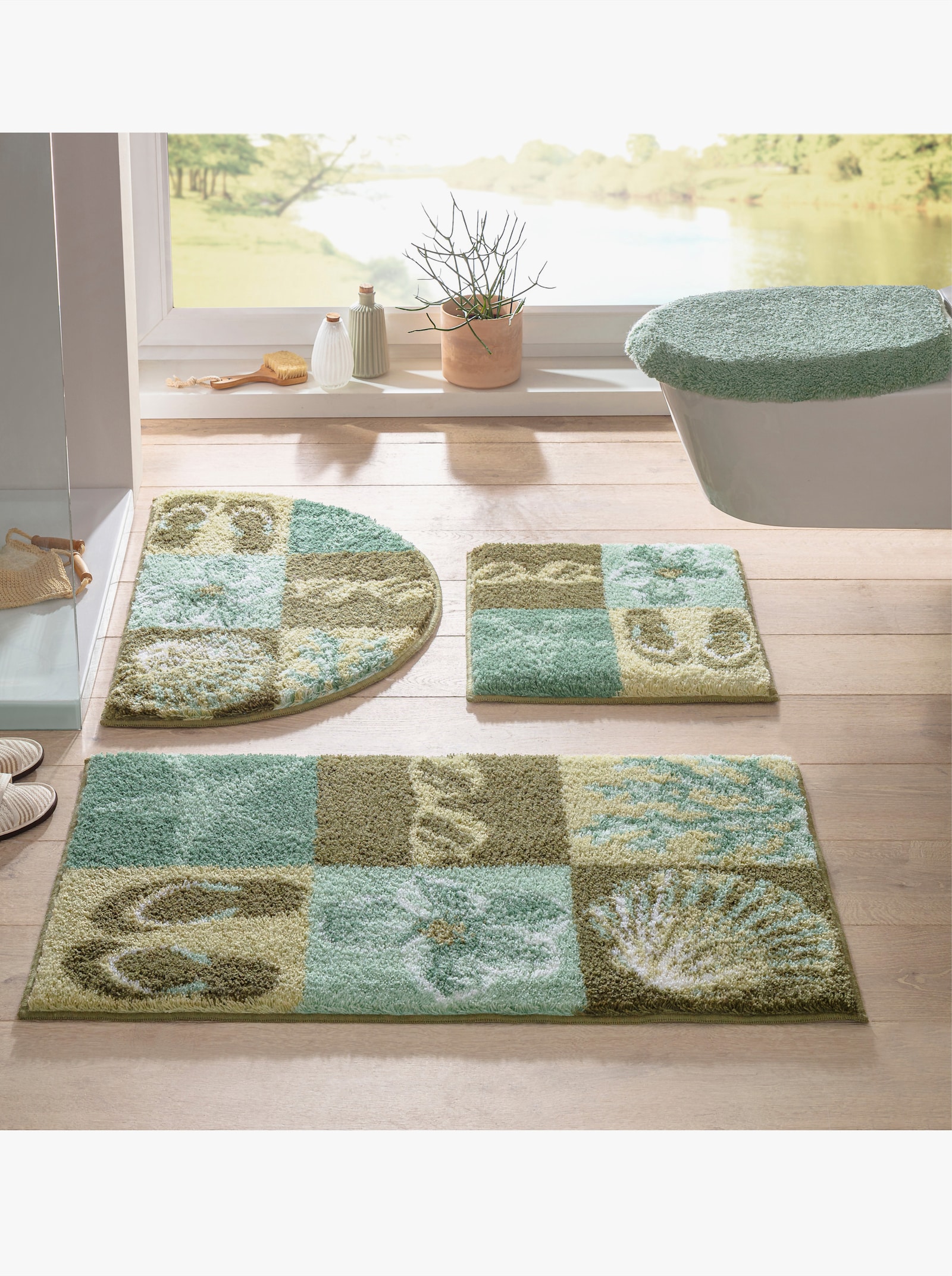 Grund Badematte - salbei-gemustert