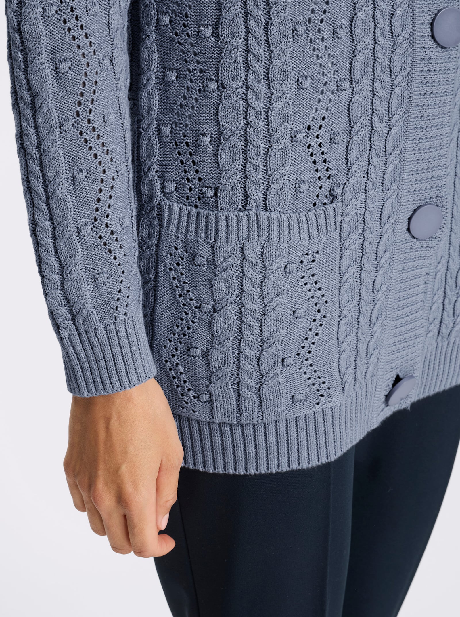 Strickjacke - taubenblau