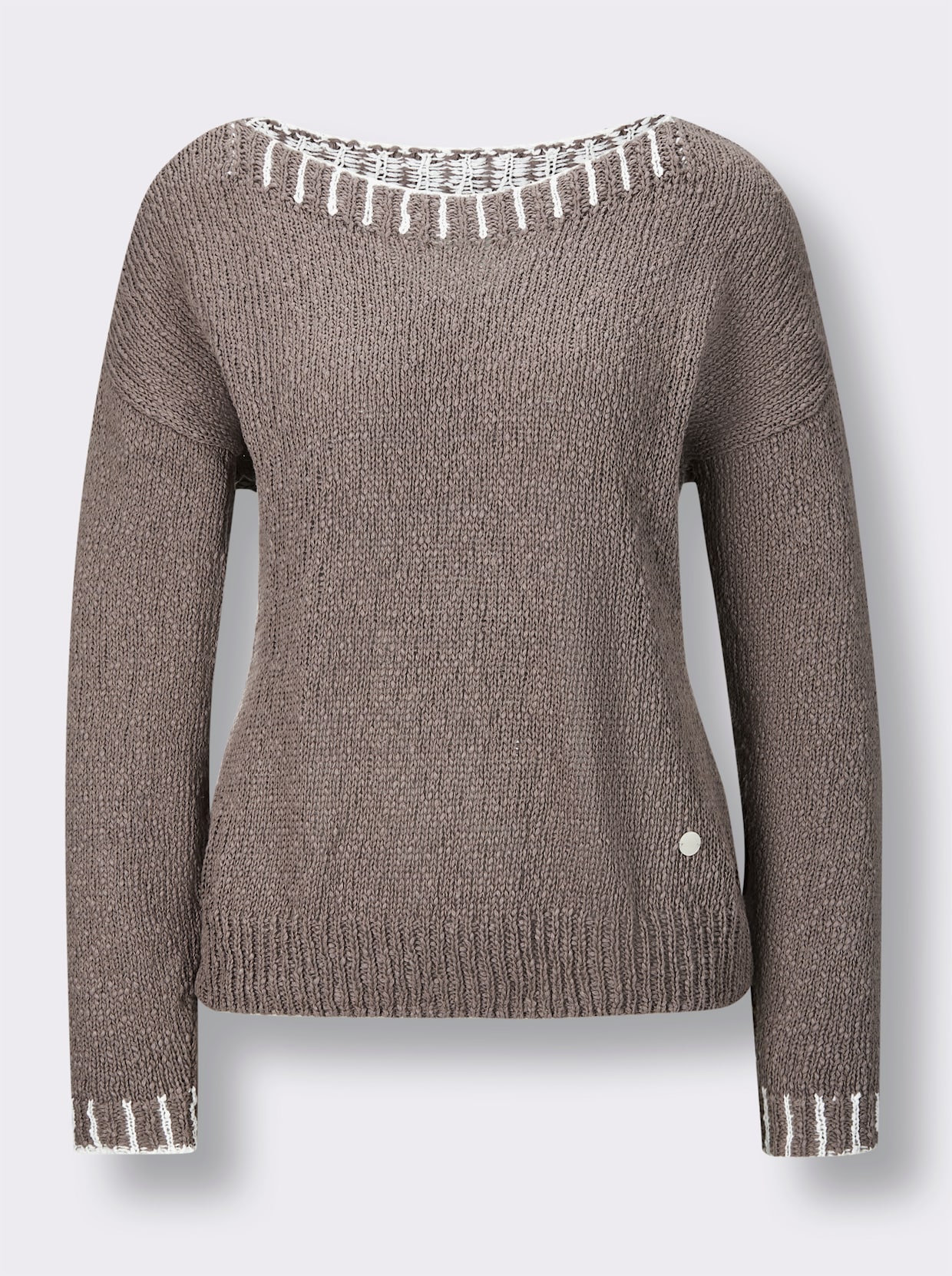 CREATION L PREMIUM Baumwollpullover - taupe