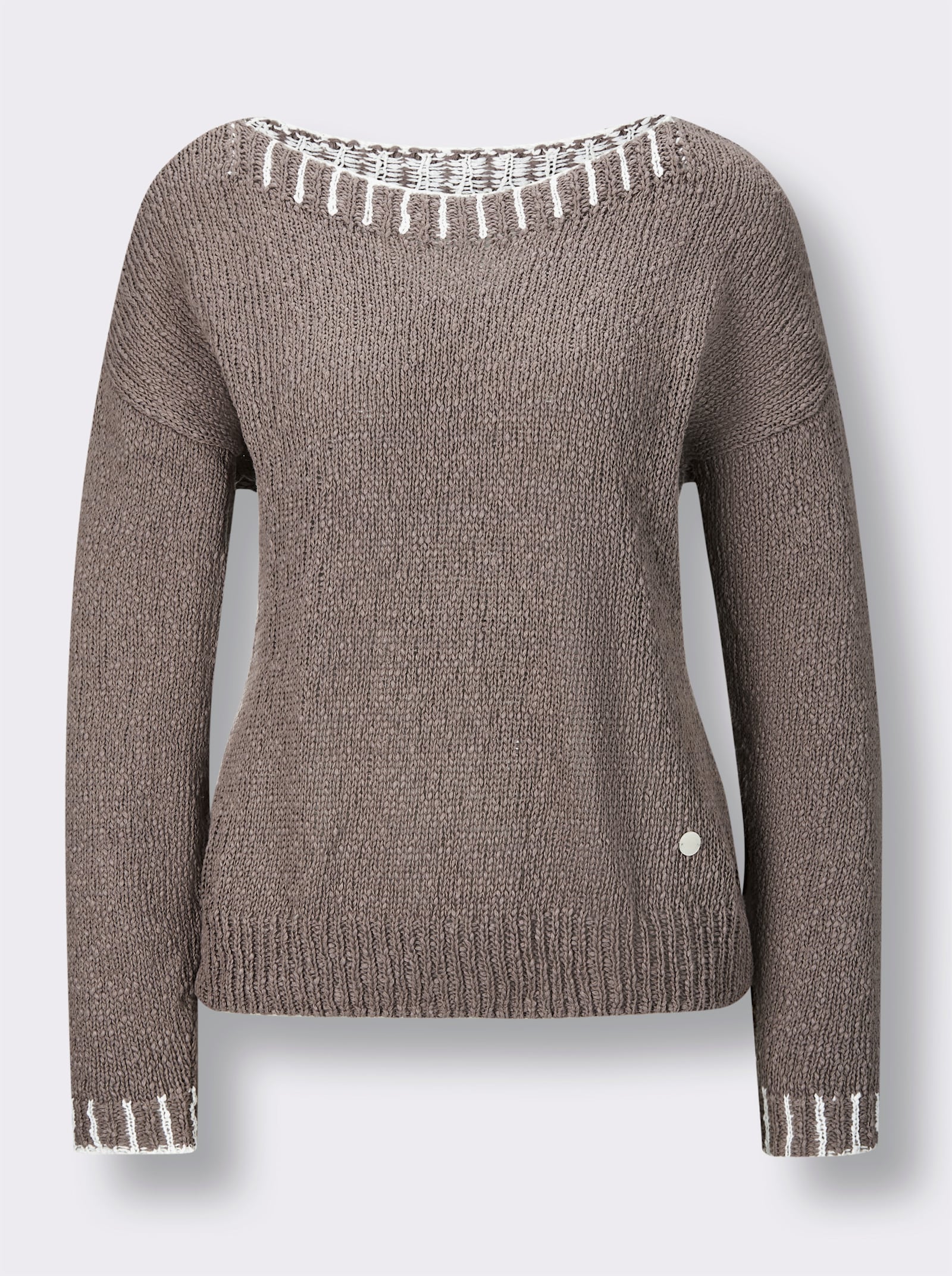 CREATION L PREMIUM Baumwollpullover in Grobstrick-Qualität - taupe