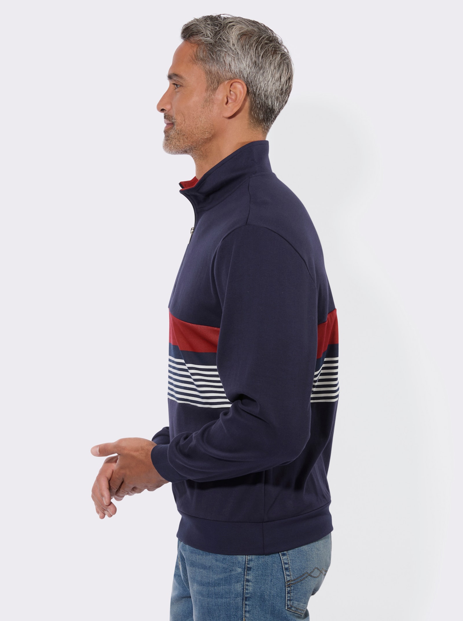 Sweatshirt mit Stehkragen und Reißverschluss - marine