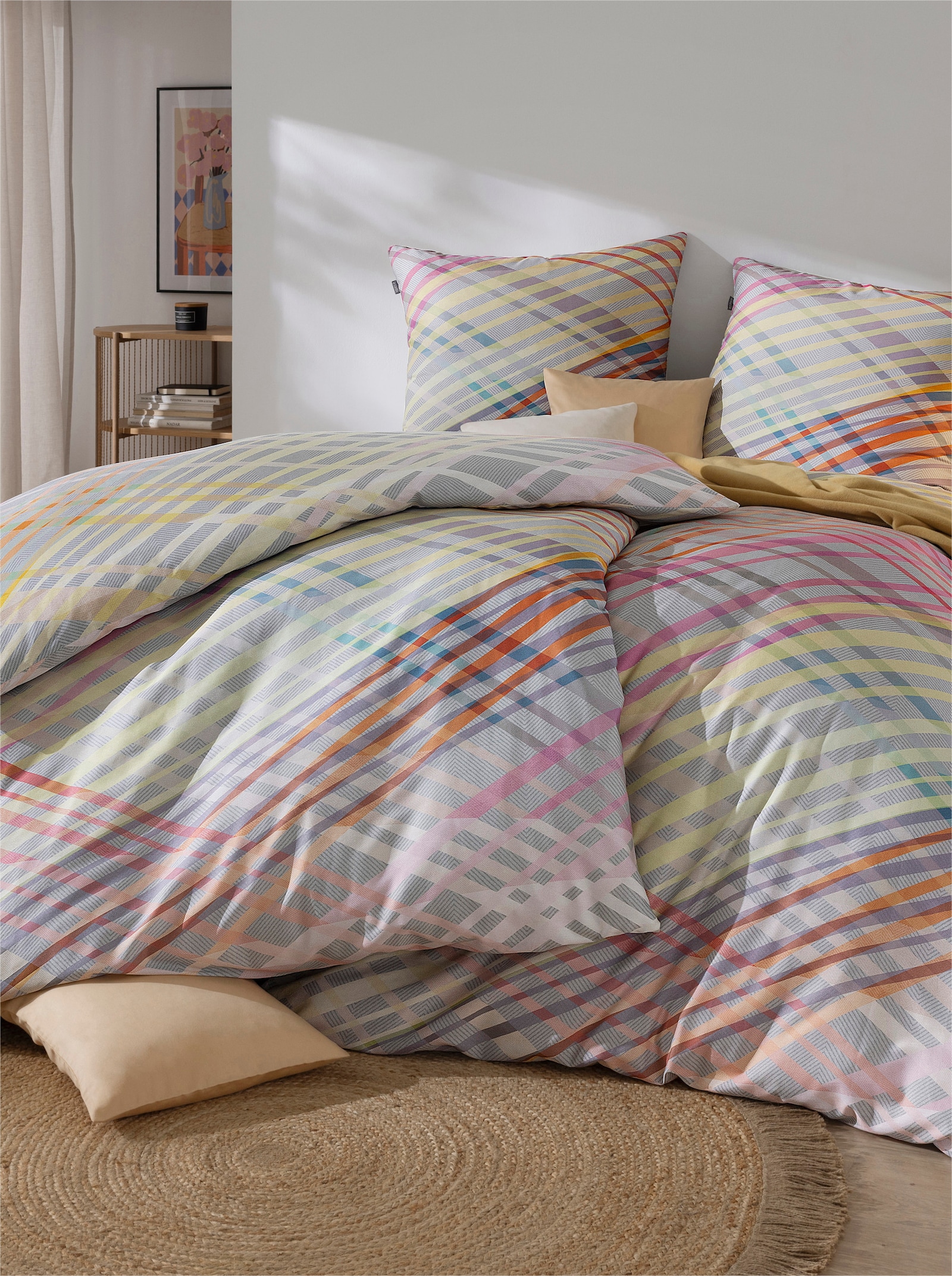 Irisette Bedtextiel - steengrijs/geel bedrukt