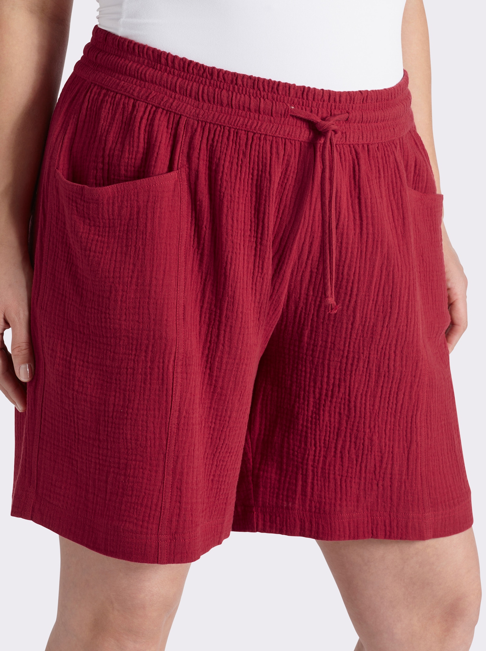 sheego Shorts aus weichem Musselin - kirsche