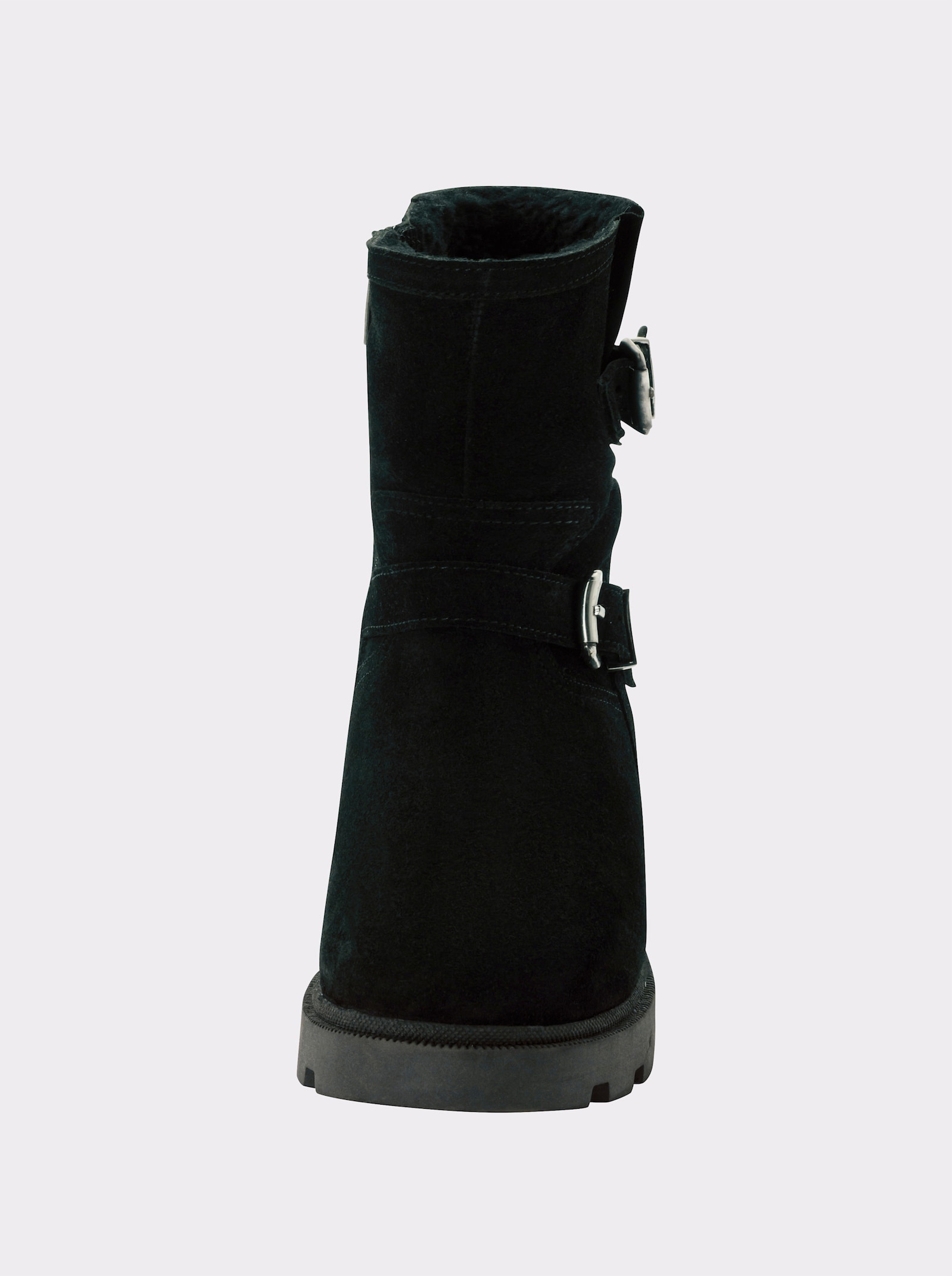 sheego Stiefelette mit Bändern und Schnallen - schwarz