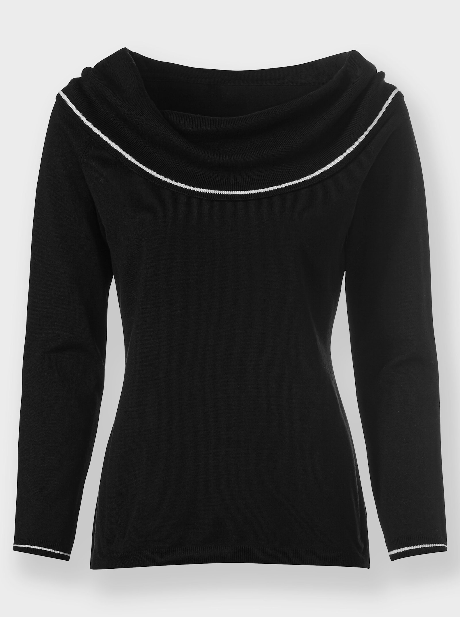 heine Carmenpullover mit Kontraststreifen - schwarz