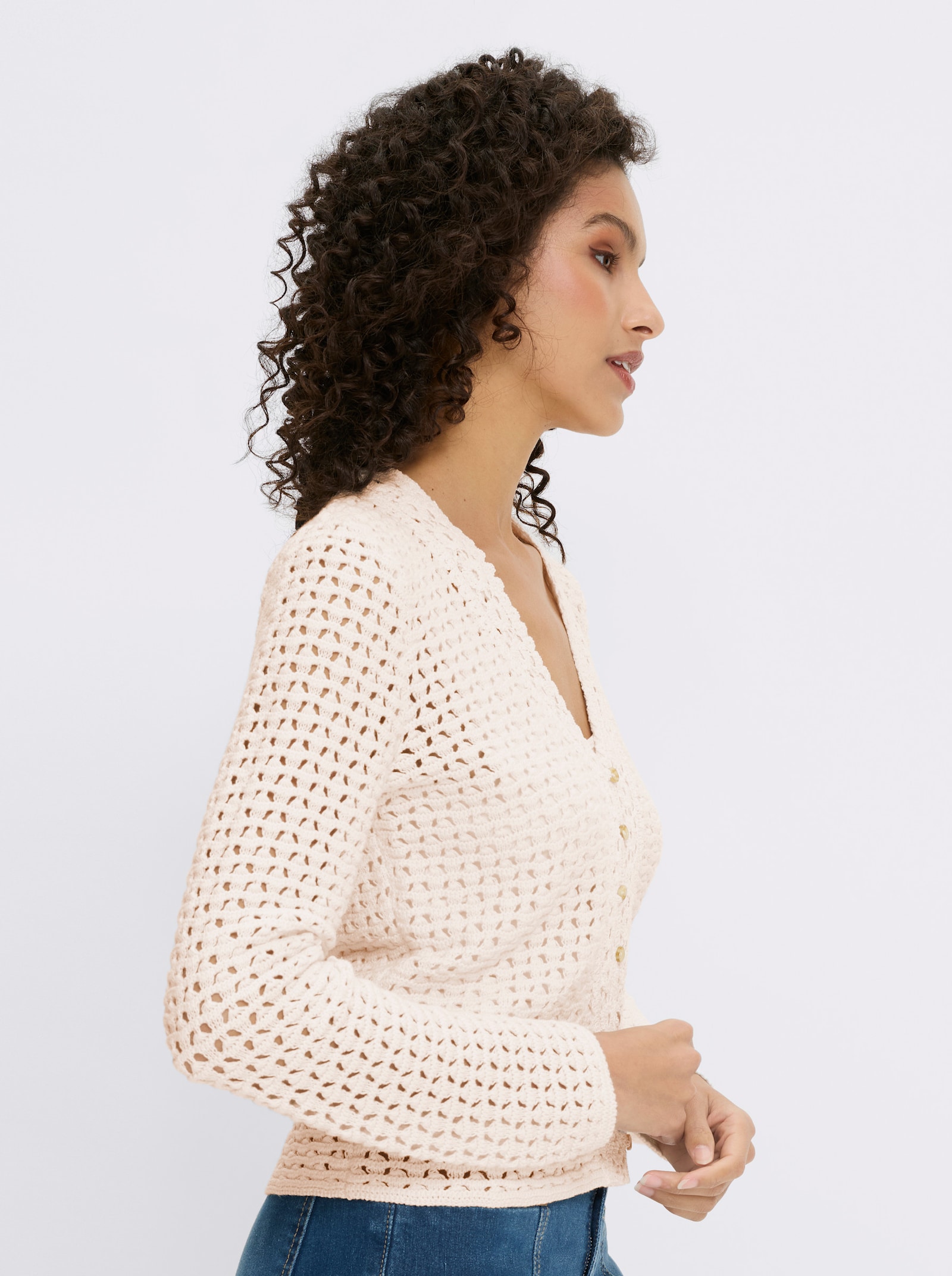 heine Ajourstrickjacke - ecru