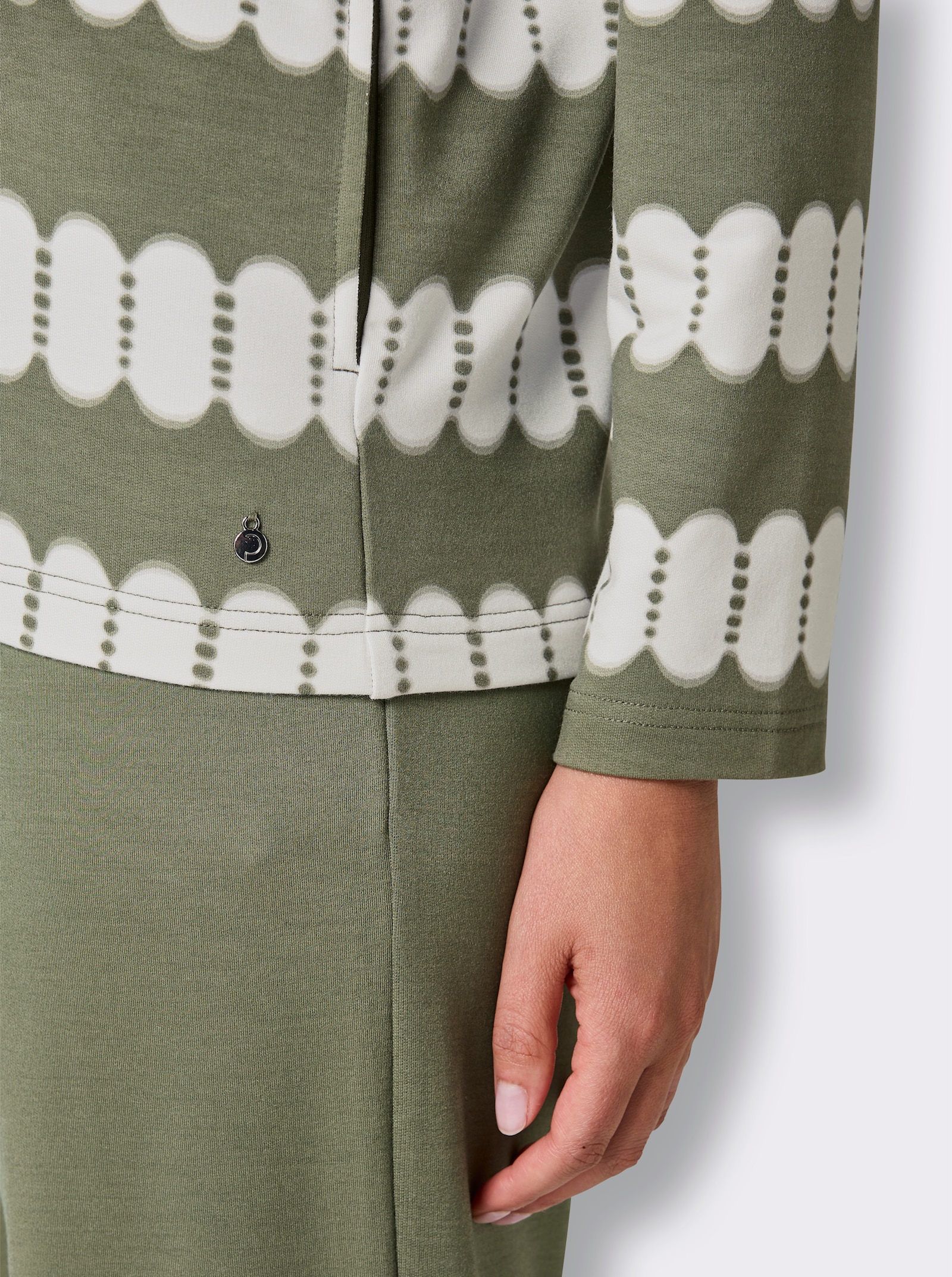 feel good Hausanzug mit Modal - khaki-ecru-bedruckt