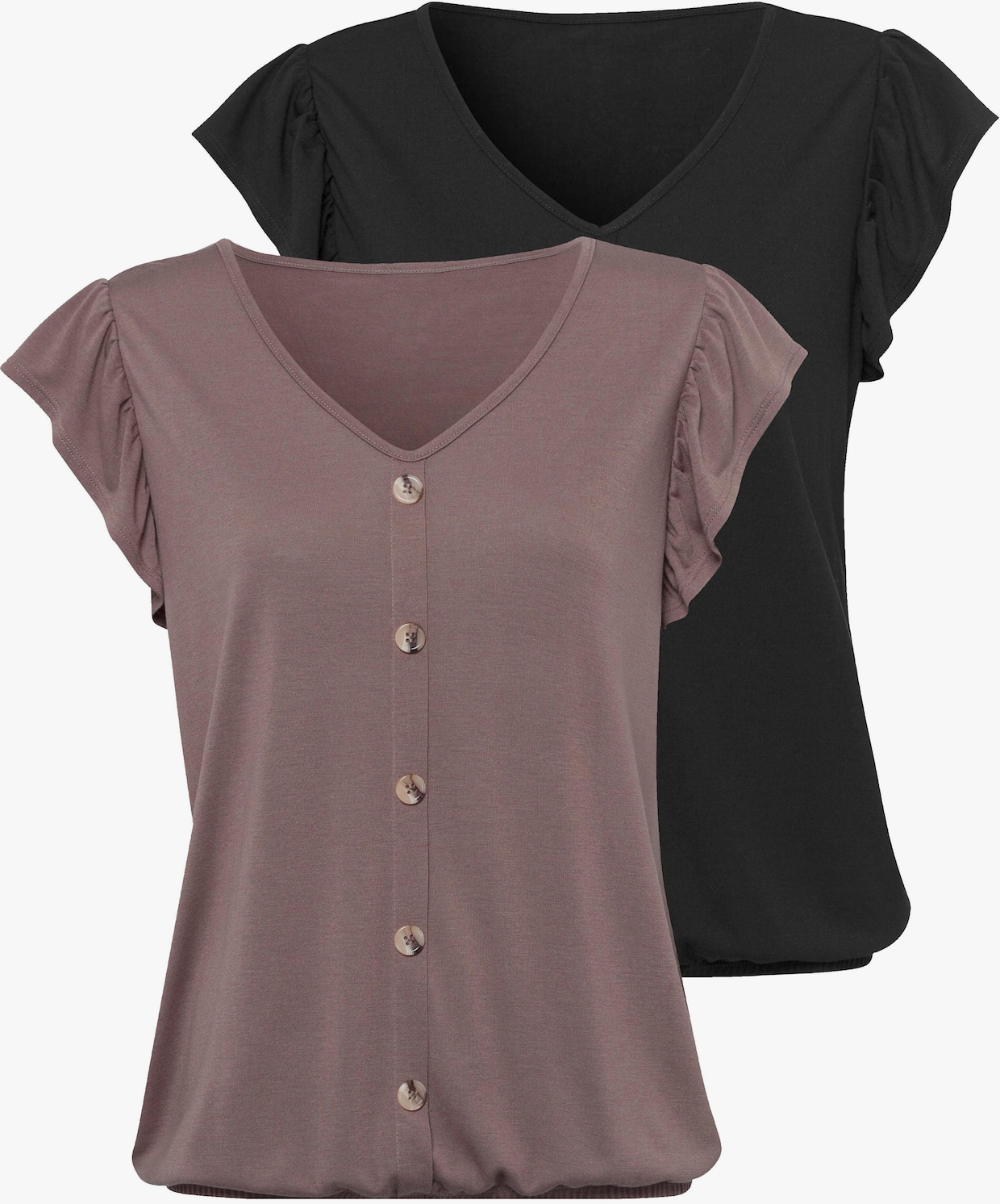 LASCANA T-Shirt - taupe, schwarz