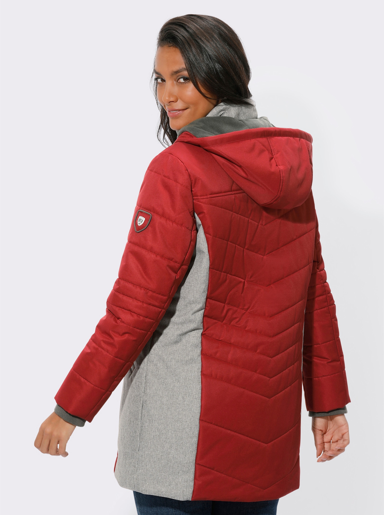 2-In-1-jack met giletinzet - kers/antraciet