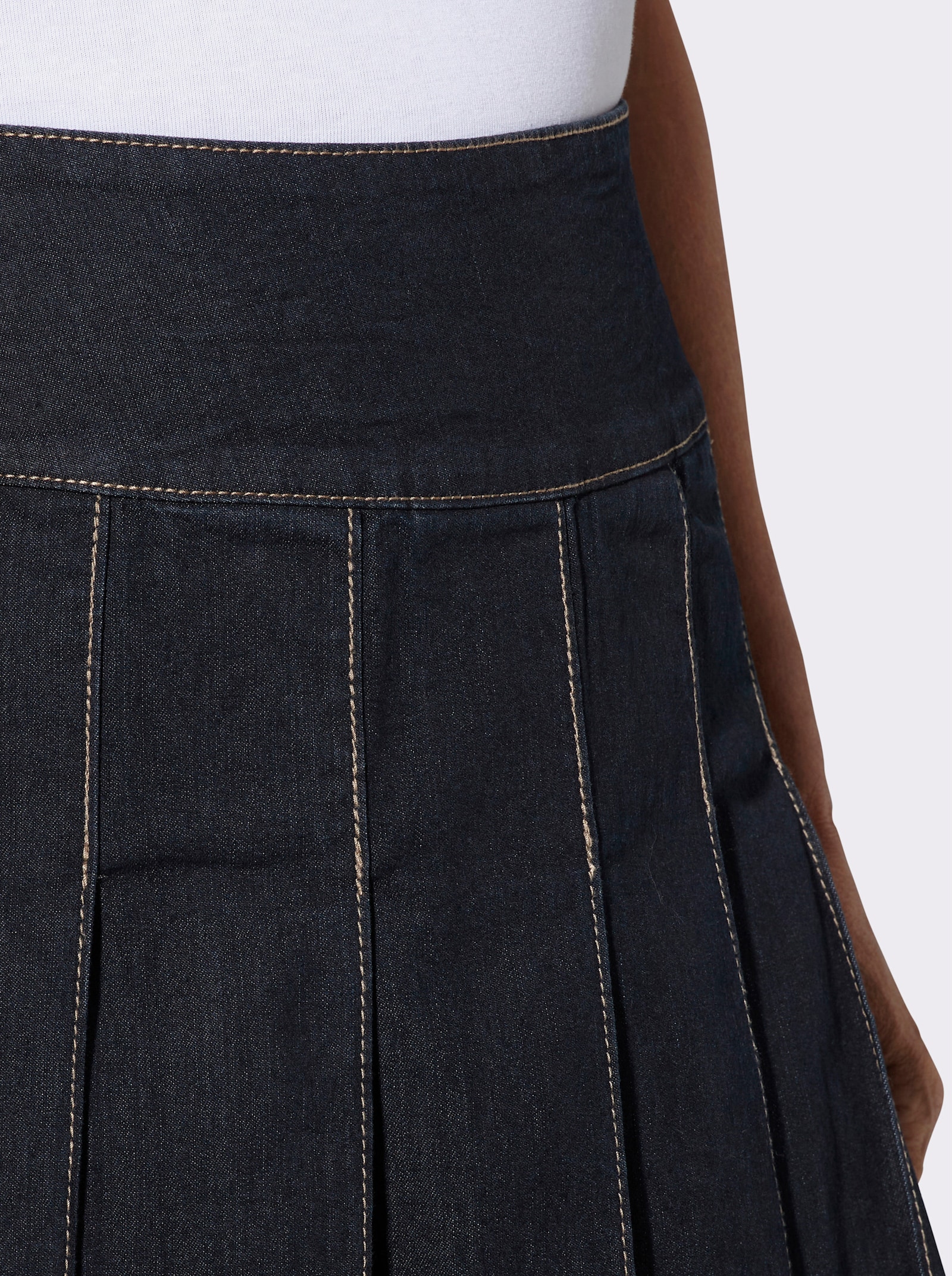 Džínová sukně dílového střihu - tmavěmodrá