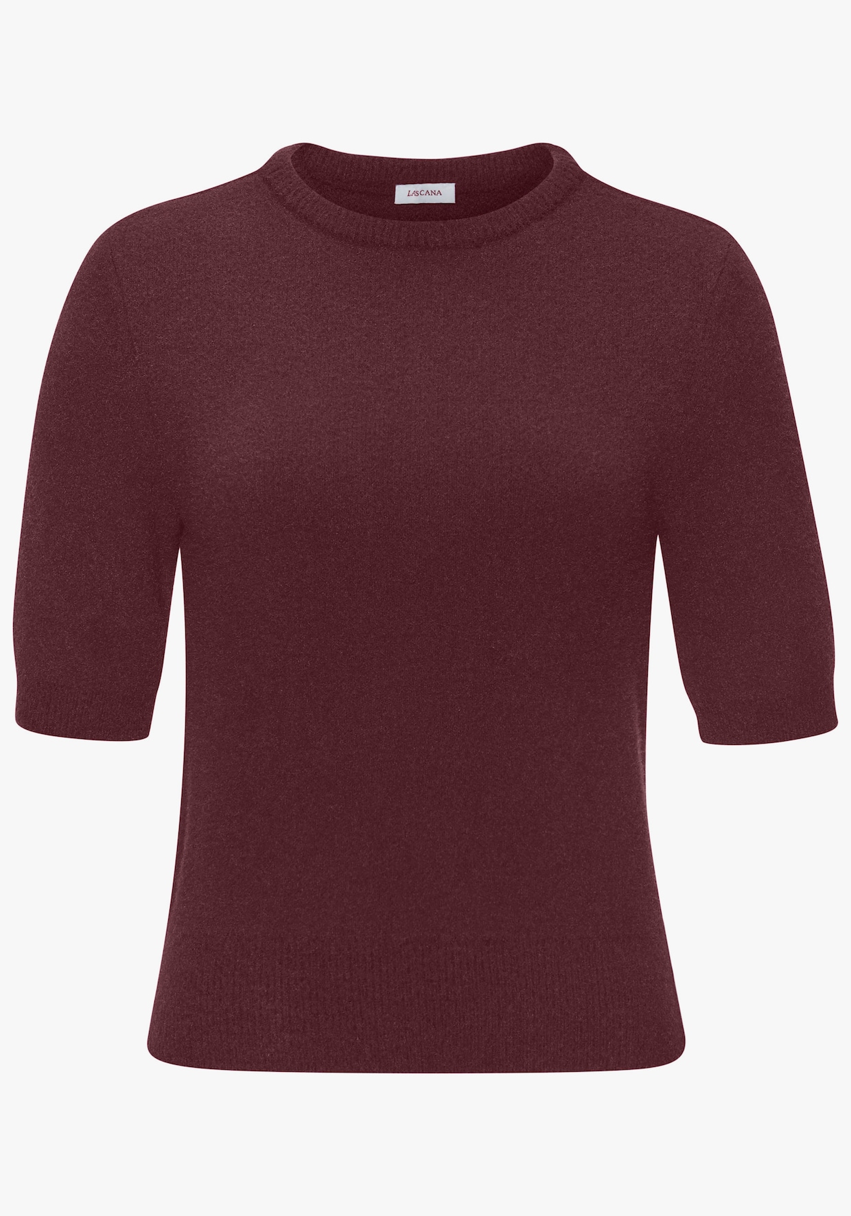 LASCANA Kurzarmpullover - bordeaux