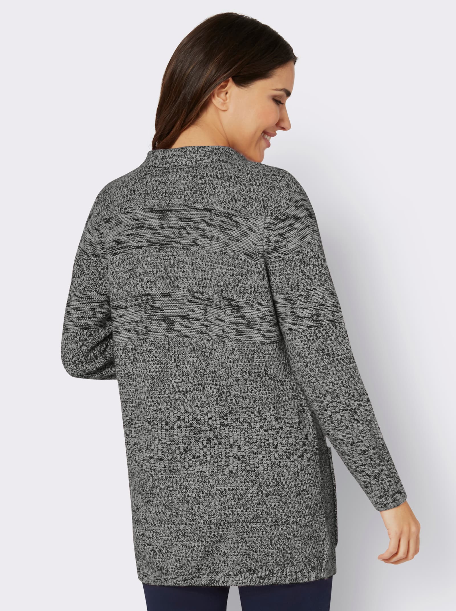 Vest in gemêleerde look - zwart/ecru gemêleerd