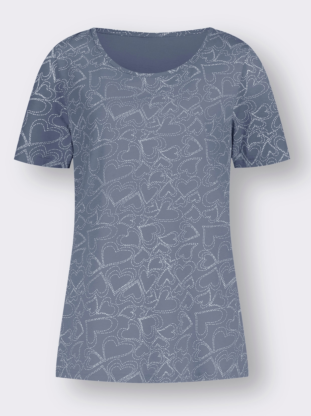 T-shirt - Duivenblauw gedessineerd