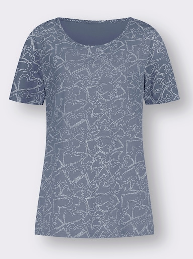 T-shirt - Duivenblauw gedessineerd