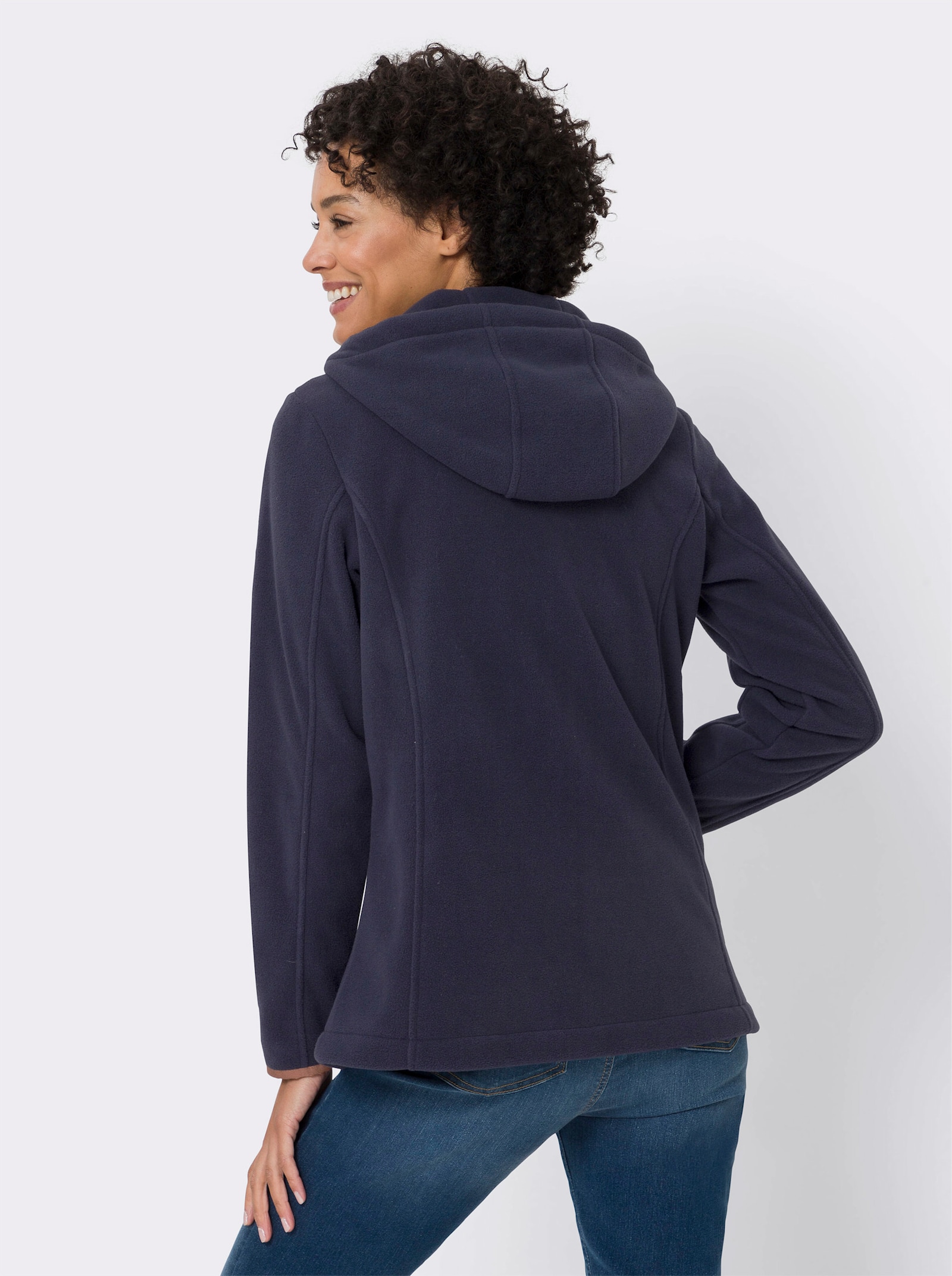 Fleecová bunda s kapsami na zip - námořnická modrá