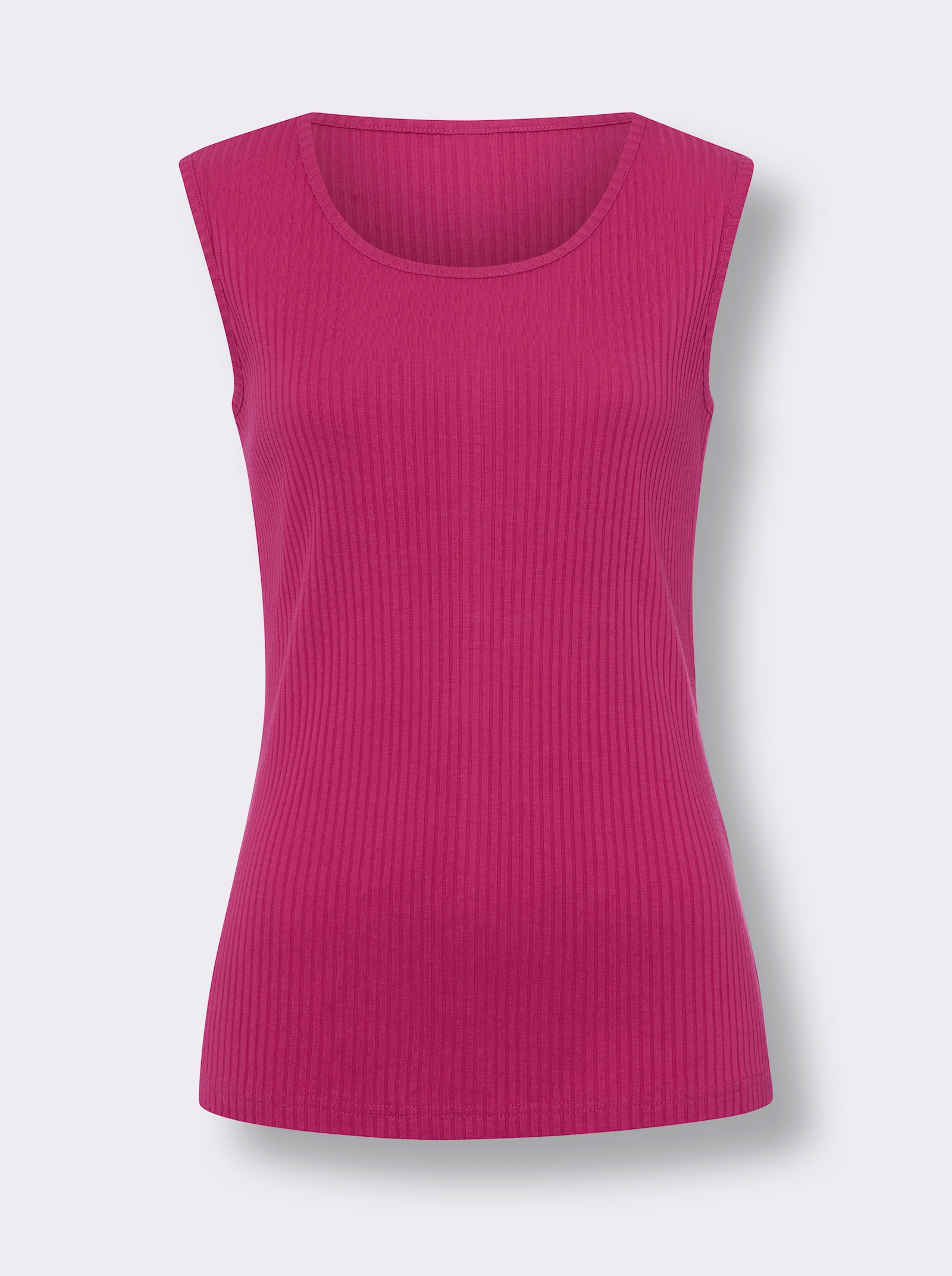 Shirttop van ribstof - fuchsia