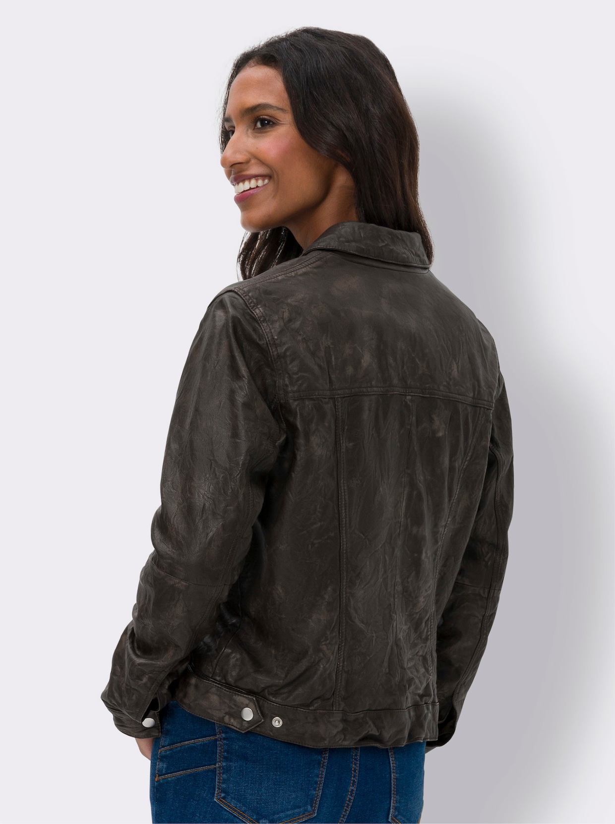 heine Veste en cuir - taupe