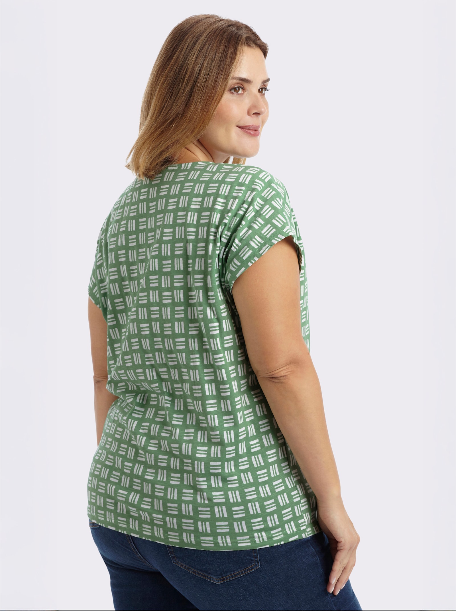 Print-Shirt aus reiner Baumwolle - apfel-ecru-bedruckt