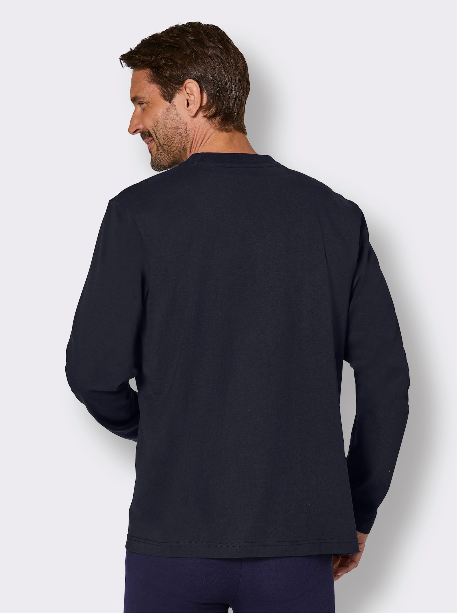 wäschepur men Schlafanzug-Shirt - marine + anthrazit-meliert