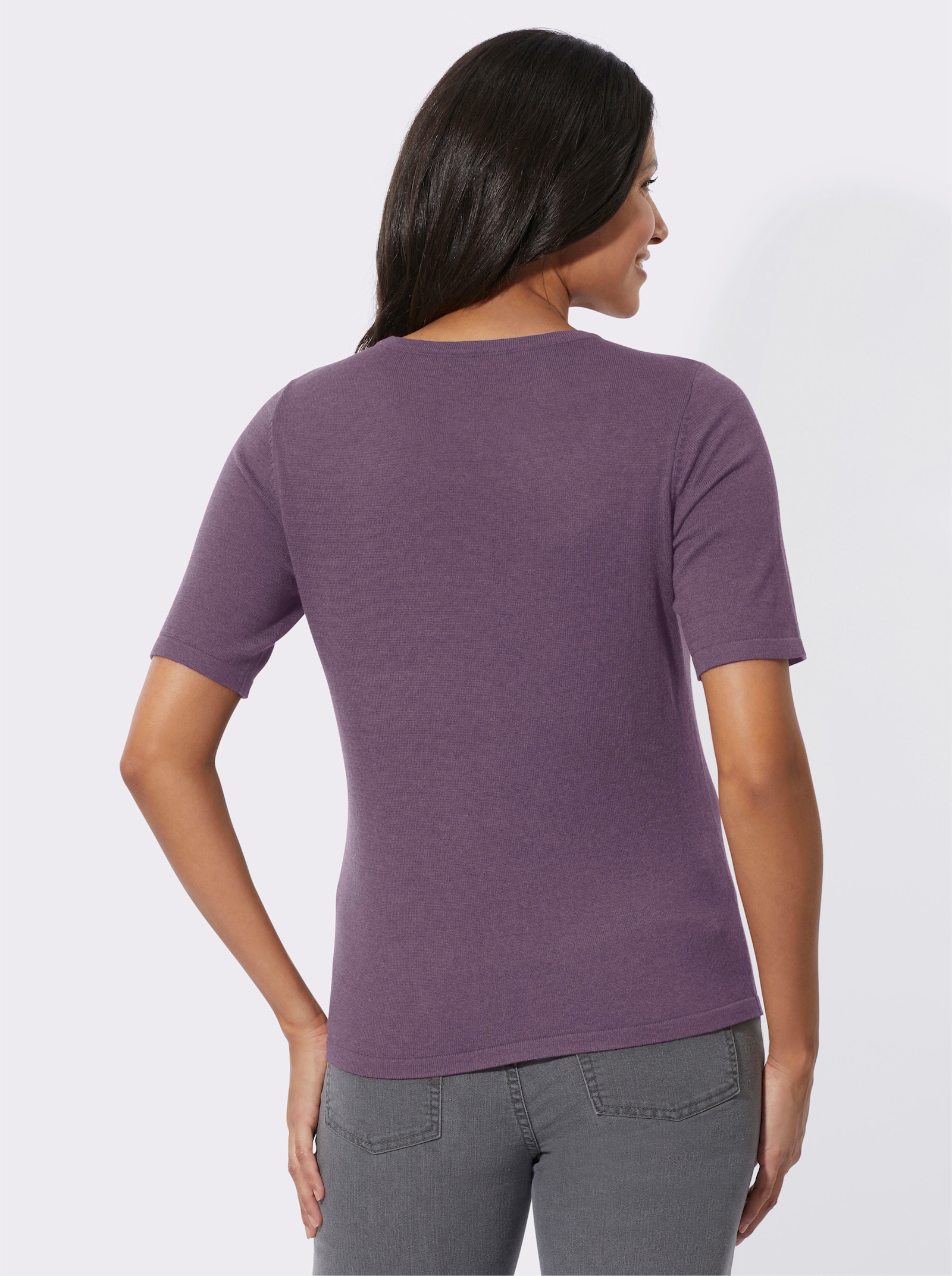 Kurzarmpullover in Melange-Qualität - feige-meliert