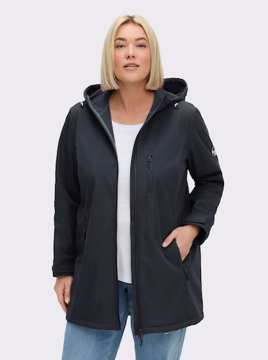 sheego Softshelljacke mit innenliegendem Tunnelzug - tiefblau